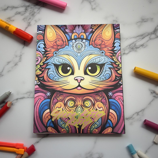 ‘Here kitty kitty’ adult colouring book